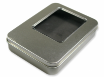 kovová dárková krabička se slídovým okénkem
